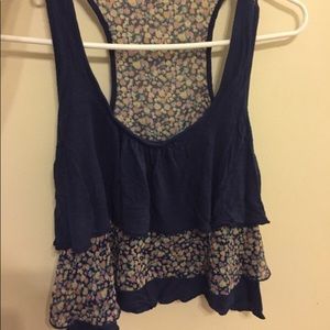 Layered Floral Navy Cropped Tank
